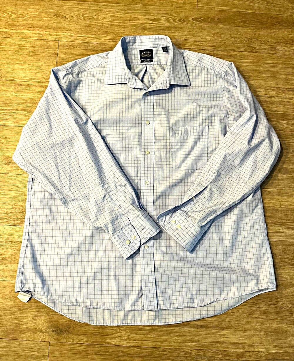 Eagle Non-Iron Regular Fit Light Blue/White Check Cotton Dress Shirt 2XL 0046